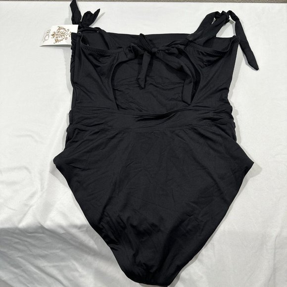 NWT Becca [ Large ] Emma Color‎ Code Solid Tie Shoulder One Piece Swimsuit #5667 - Picture 8 of 13